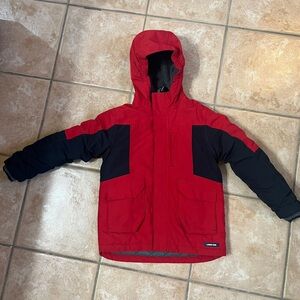 Lands End Kids Squall waterproof Red and Black parka winter coat with hood